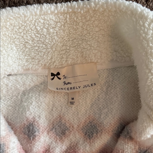 Sincerely Jules Cream and Pink Quarter Zip - Picture 2 of 5